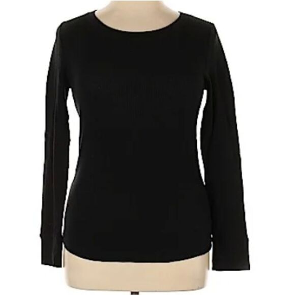 Long Sleeve Black Thermal Top - Picture 1 of 4